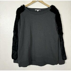 Elizabeth And James Rochelle Sweater Women's Medium Gray Sweatshirt Rabbit‎ Fur